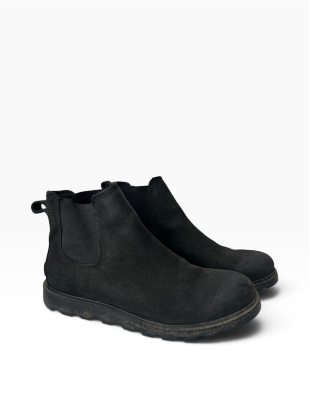 Sorel Chelsea Boots Black Leather Ankle Pull On mountains fall Winter Sz 8.5
